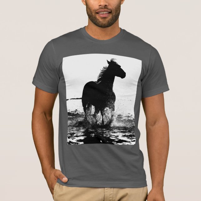Modern Black White Pop Art Running Horse Men's T-Shirt (Front)