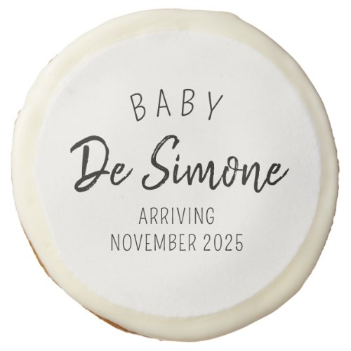 Modern Black White Pregnancy Announcement  Sugar Cookie