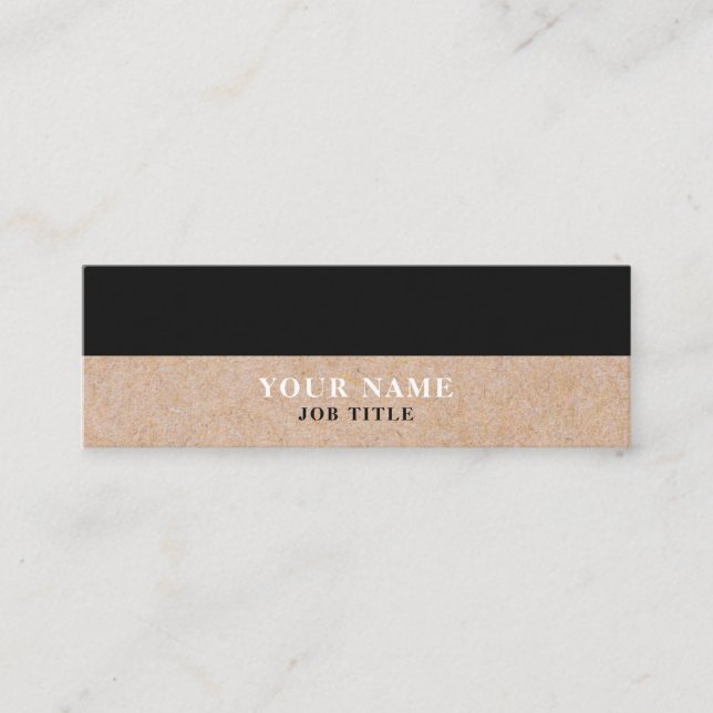 Modern Black& White PRINT Kraft Mini Business Card (Front)