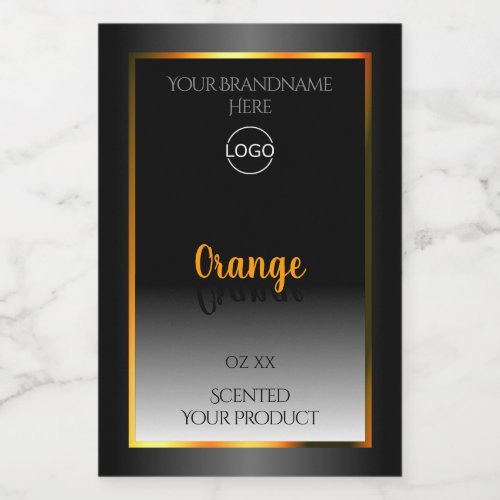 Modern Black White Product Label Orange Frame Logo