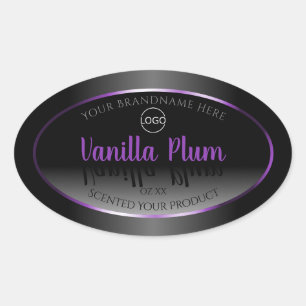 Modern Black White Product Label Purple Frame Logo