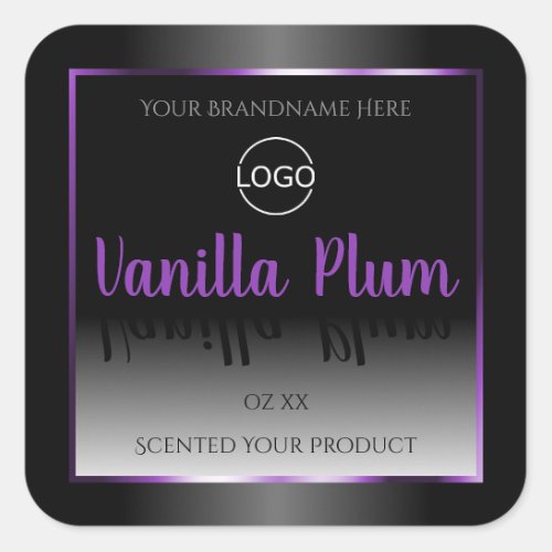 Modern Black White Product Label Purple Frame Logo