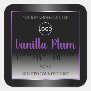 Modern Black White Product Label Purple Frame Logo