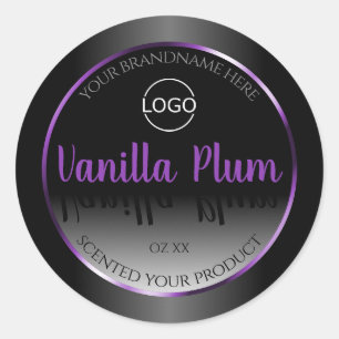 Modern Black White Product Label Purple Frame Logo