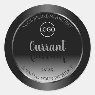 Modern Black White Product Label Silver Frame Logo