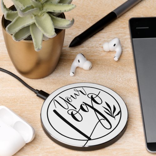Modern black white professional business logo wireless charger 