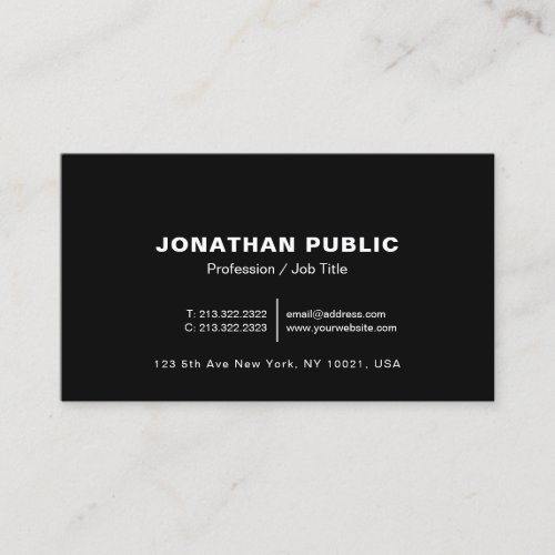 Modern Black White Professional Elegant Simple Business Card