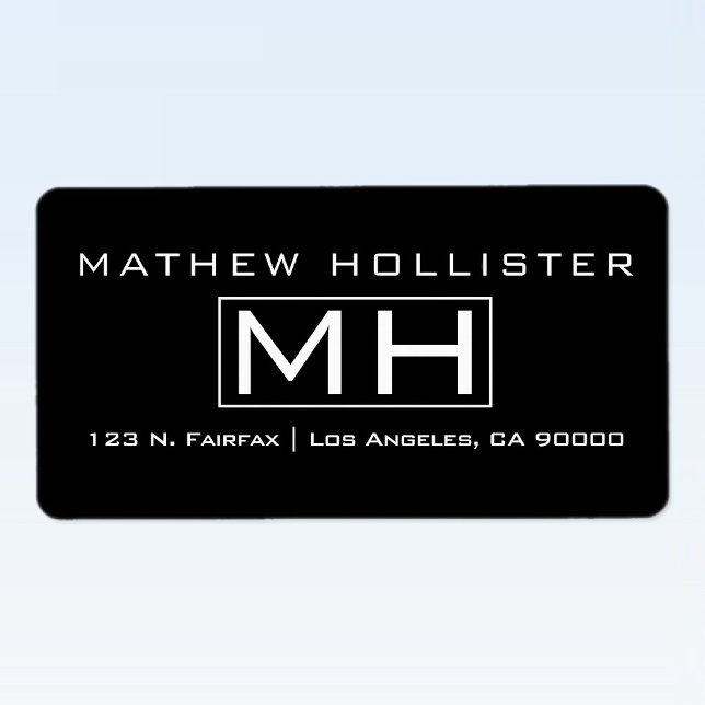 Modern Black & White Professional Monogrammed Label (Creator Uploaded)