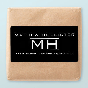 Modern Black & White Professional Monogrammed Label