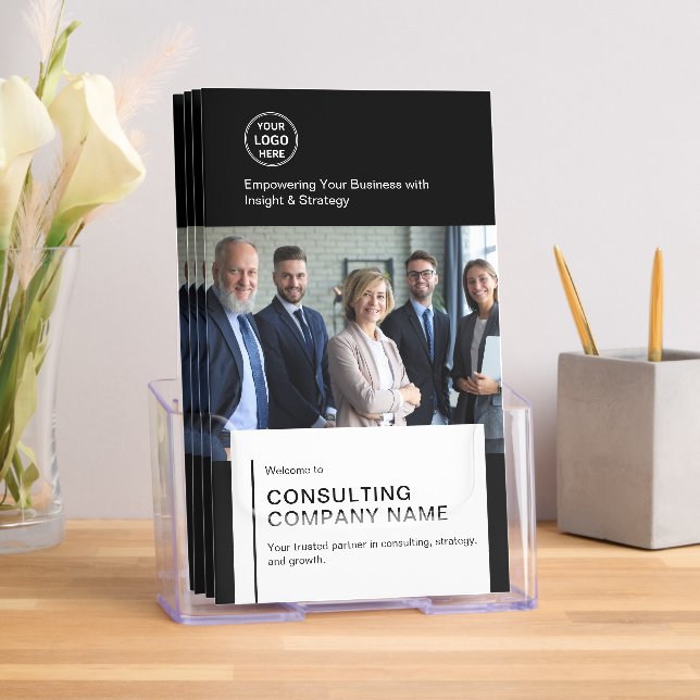 Modern Black White Promotional Business Tri-Fold Brochure (Insitu)