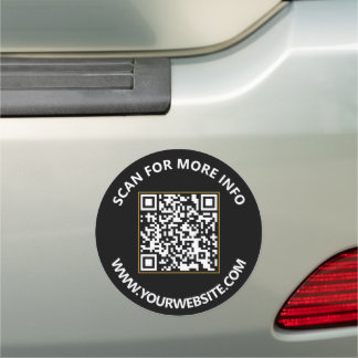 Modern Black White QR Code Custom Text / Large Car Magnet