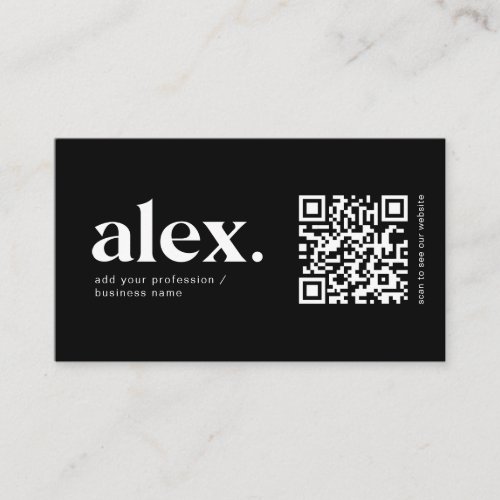 Modern Black  White QR Code Logo Business Card