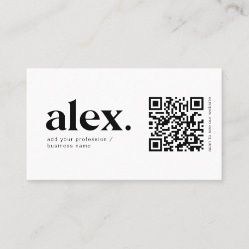 Modern Black  White QR Code Logo Business Card