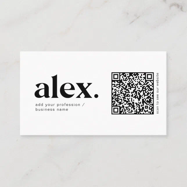 Modern Black & White QR Code Logo Business Card | Zazzle