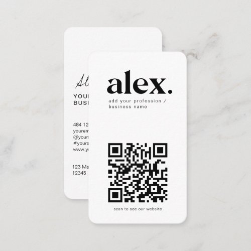 Modern Black  White QR Code Logo Business Card