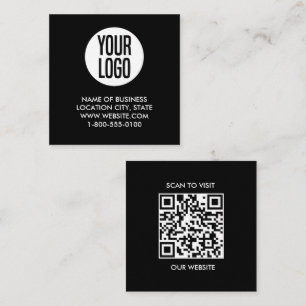 Modern Black & White QR Code Square Business Card