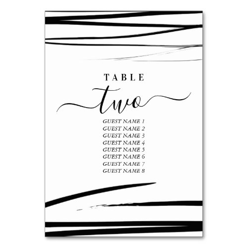 Modern Black White QR Code Wedding Program Table Number