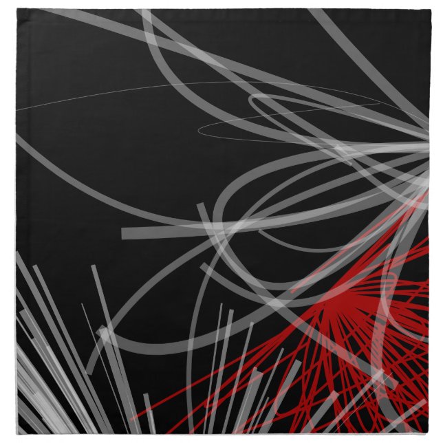 Modern Black White & Red Abstract Ribbons Cloth Napkin (Front)