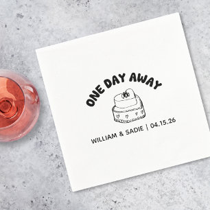 Modern Black & White Retro Cake Rehearsal Dinner Napkins