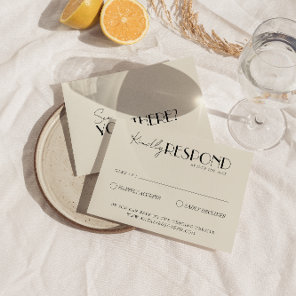 Modern Black White Retro French Whimsical Wedding RSVP Card