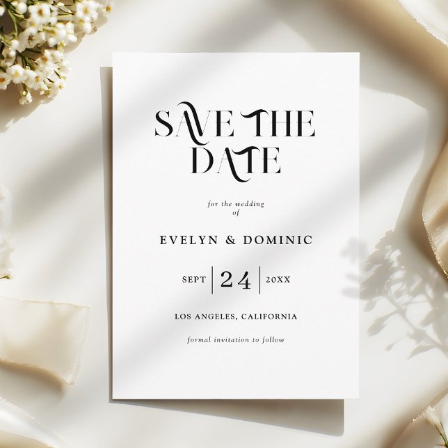Modern Black White Retro Wedding Save The Date (Creator Uploaded)