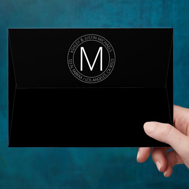 Modern Black & White Return Address Envelope (Hand)