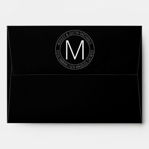 Modern Black  White Return Address Envelope