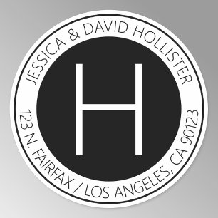 Modern Black & White Return Address or Product Classic Round Sticker