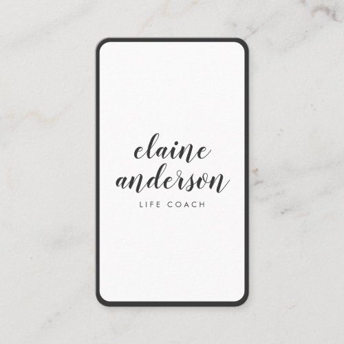 Modern black white rounded border elegant minimal business card