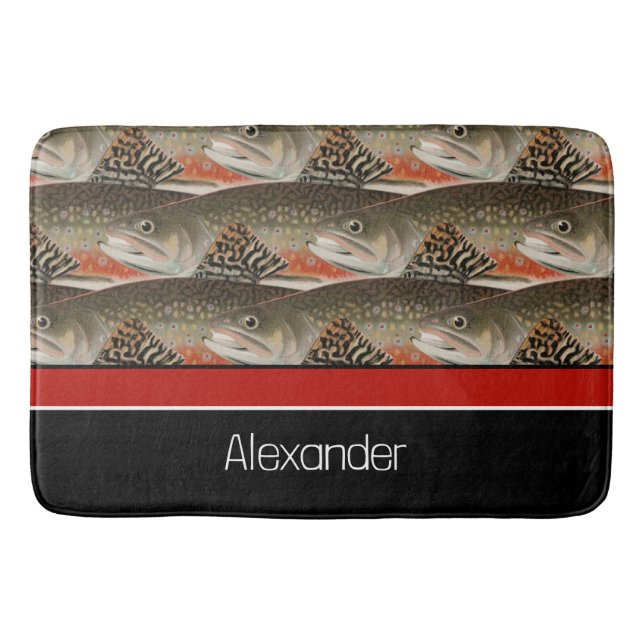 Modern Black White Rust Fisherman Bathroom Decor Bath Mat (Front)