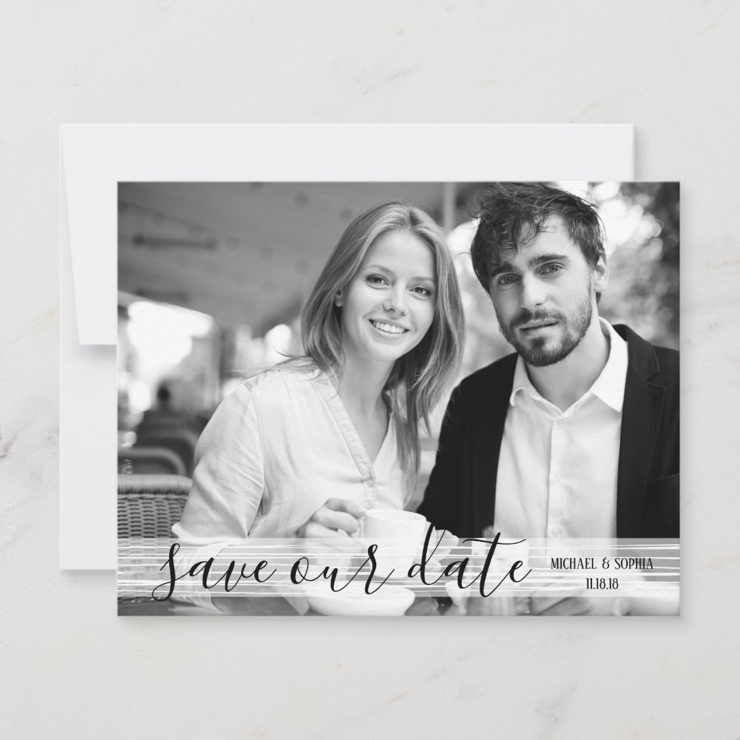 Modern Black & White Save Our Date Photo Card | Zazzle