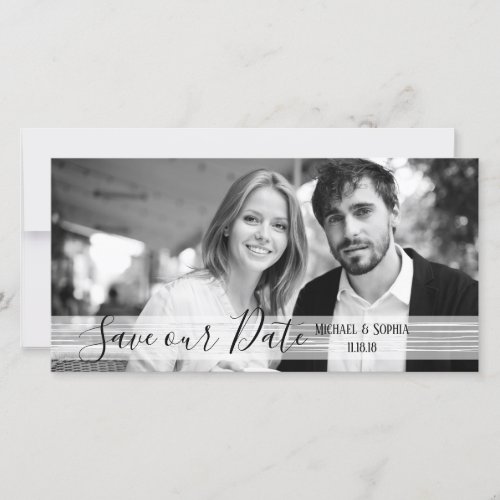 Modern Black  White Save Our Date Photocards Save The Date