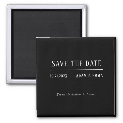 Modern Black  White Save The Date Magnet