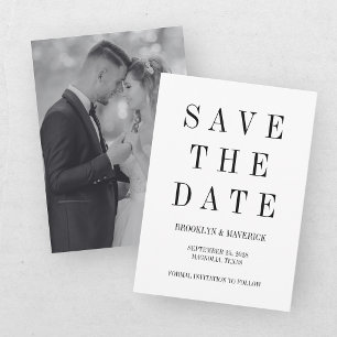 Modern Black & White Save The Date Photo Card