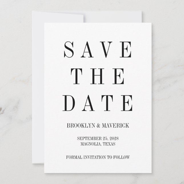 Modern Black & White Save The Date Photo Card (Front)