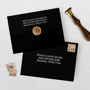 Modern Black & White Save The Date Photo Card Envelope