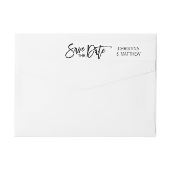 Modern Black White Save The Date Wedding Wrap Around Label by UniqueWeddingShop at Zazzle