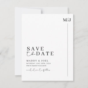 Modern Black White Save The Date with Photo MADDY