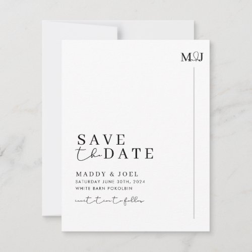 Modern Black White Save The Date with Photo MADDY