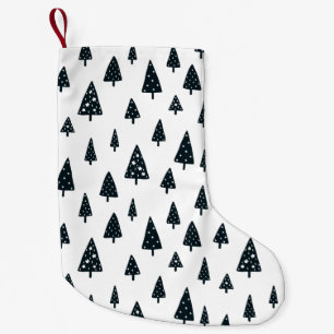 Modern Black & White Scandinavian Christmas Trees Small Christmas Stocking