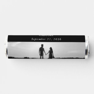 Modern Black & White Script Couple Photo Wedding Breath Savers® Mints