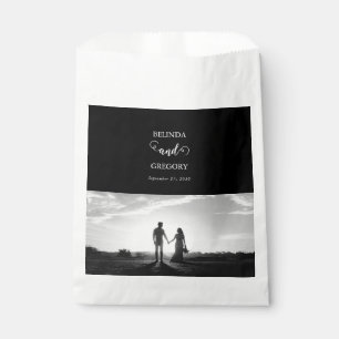 Modern Black & White Script Couple Photo Wedding Favor Bag
