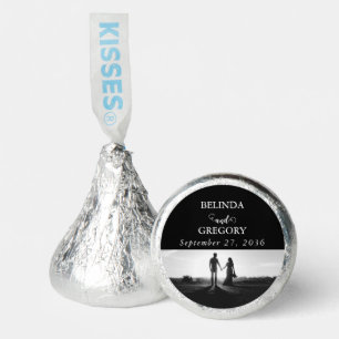 Modern Black & White Script Couple Photo Wedding Hershey®'s Kisses®