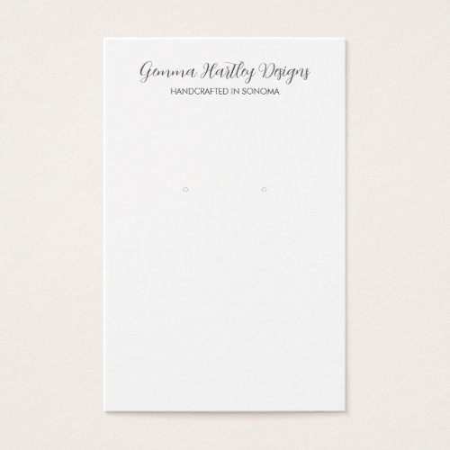 Modern Black White Script Earring Display Cards