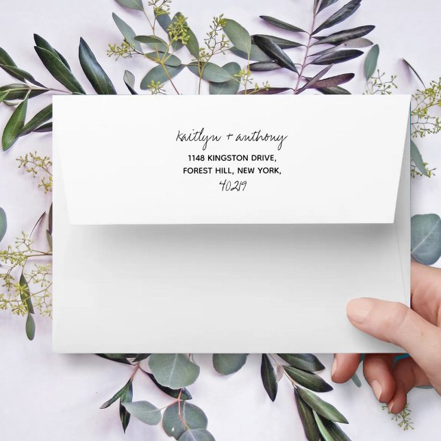 Modern Black & White Script Minimalistic Wedding Envelope (Creator Uploaded)
