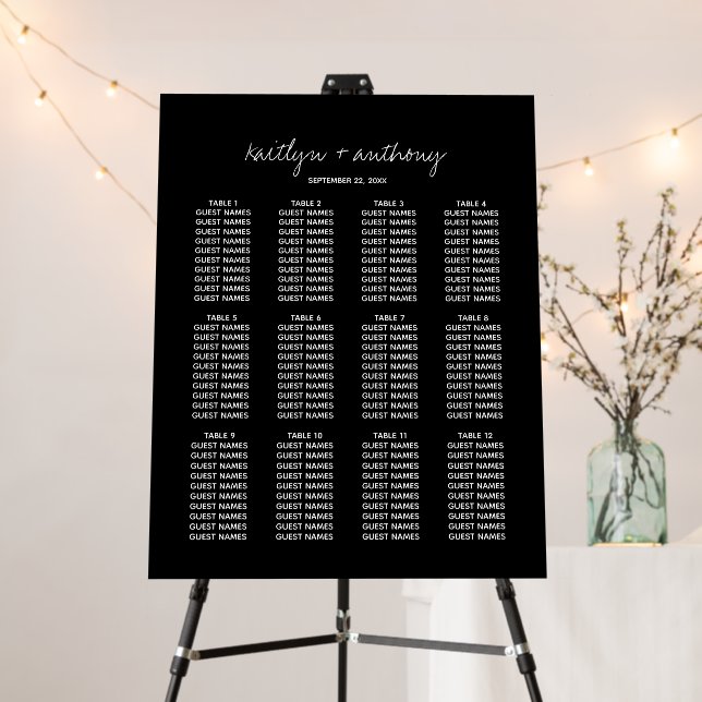 Modern Black & White Script Minimalistic Wedding Foam Board (In Situ (Stand))