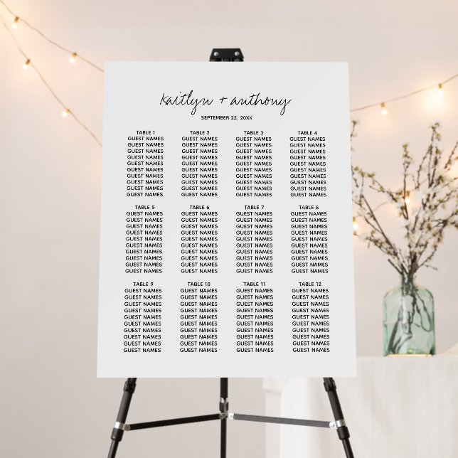 Modern Black & White Script Minimalistic Wedding Foam Board (In Situ (Stand))