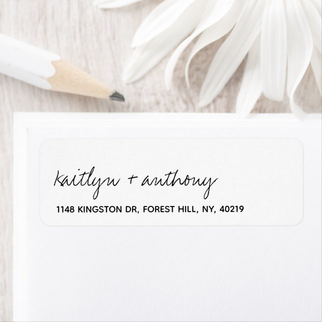 Modern Black & White Script Minimalistic Wedding Label (Insitu)