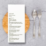 Modern Black & White Script Minimalistic Wedding Menu<br><div class="desc">Celebrate in style with these stylish and very trendy wedding menu cards. This design is easy to personalize with your special event wording and your guests will be thrilled when they see these fabulous menus. Use these menus as they are for a simple minimalistic wedding theme, or choose one of...</div>