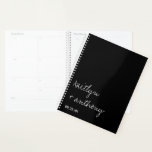 Modern Black & White Script Minimalistic Wedding Planner<br><div class="desc">Get ready for your big day in style with this modern and very trendy wedding planner. The design is easy to personalize with your own names and wedding date and you can keep all your design ideas, important wedding information and much more safely together in this personalized planner. Matching wedding...</div>